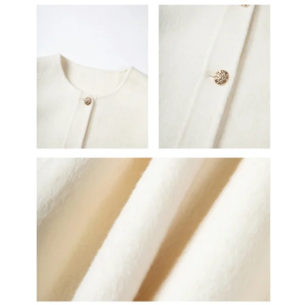 Winer Double Faced Wool Jacket Women Luxury Single Breasted Cropped Alpaca Coat - Image 5