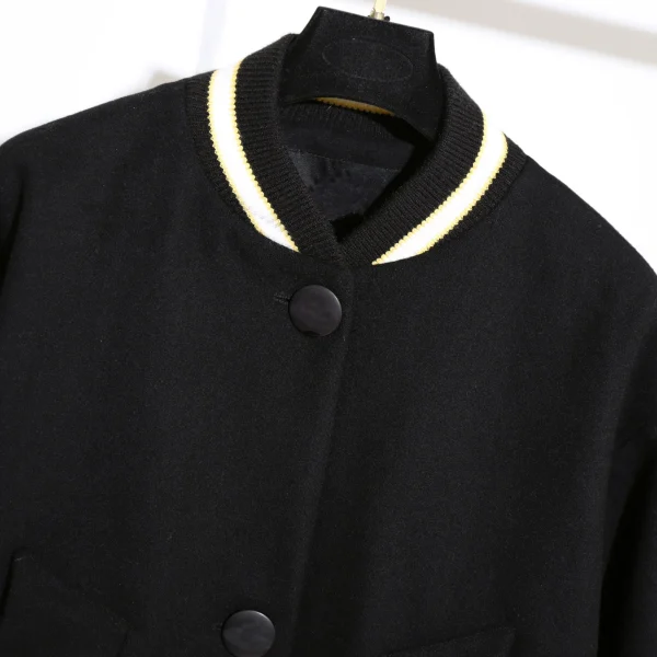 High Quality Winter Single Breasted Bomber Jacket Street Cropped Baseball Wool Coat Women - Image 3