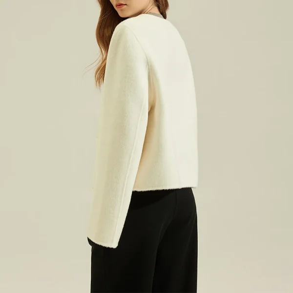 Winer Double Faced Wool Jacket Women Luxury Single Breasted Cropped Alpaca Coat - Image 3