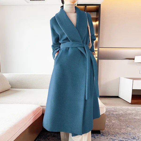 the Real Alpaca Hair Europe and America Elegant Loose Coat Medium Length High Quality  Cashmere Coat - Image 6