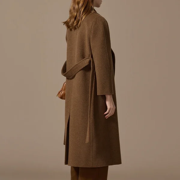 High End Single Faced Long Cashmere Coat Women Luxury 100% Camel Hair Coats With Belt - Image 2