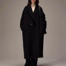 Winter Autumn Elegant Double Faced Long Handmade Cashmere Wool Trench Coat for Women