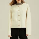 Winer Double Faced Wool Jacket Women Luxury Single Breasted Cropped Alpaca Coat