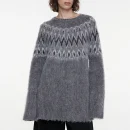 Jacquard Sweater O Neck Long Sleeve Wool Knitwear Women