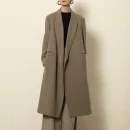 High Quality Women Woolen Coats Winter Double Faced Long 100% Wool Coats with Belt