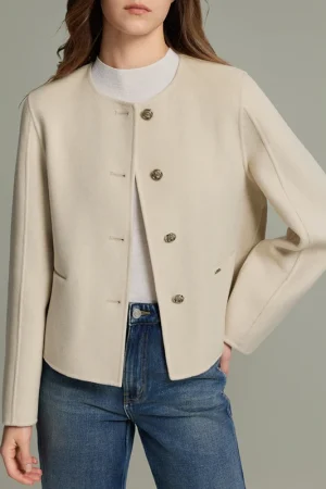 Winer Double Faced Genuine Wool Jacket Single Breasted Cropped 100% Wool Coats Women