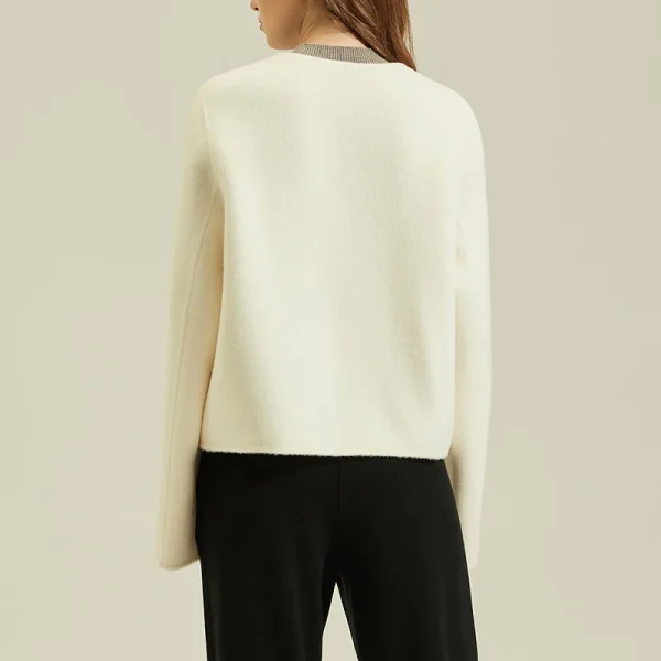 Winer Double Faced Wool Jacket Women Luxury Single Breasted Cropped Alpaca Coat - Image 2