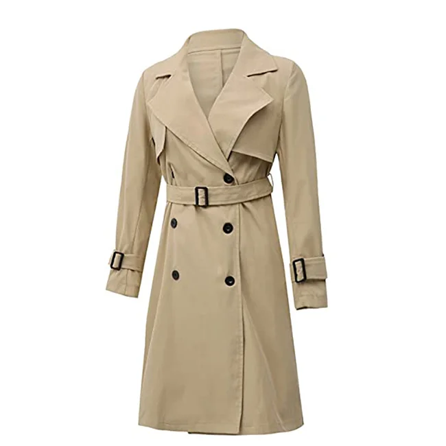 KINGSRICH Woman Trench Coat Women's Trench Coats Cotton Winter for Women Grey Trench Coats