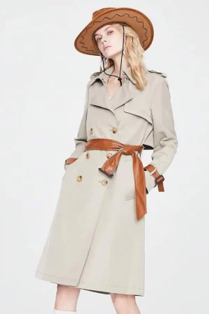 100% Cotton Fashion Choice New Trench Overcoat Hot Spring Trench GenuineWoolen Trench Coats for Women