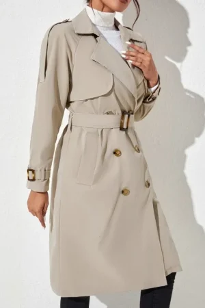 KINGSRICH Modern Fashion Faux Leather Trench Coat Long Ladies Women's Trench Coats for Ladies Women Double Breasted
